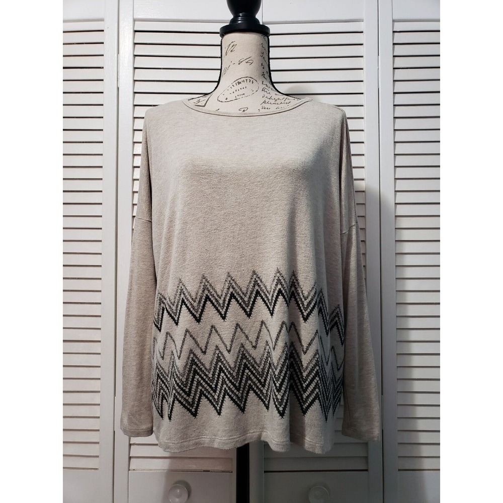 Robert Michaels Soft Knit Tunic Women's Small Beige Long Sleeve‎ Pullover Top